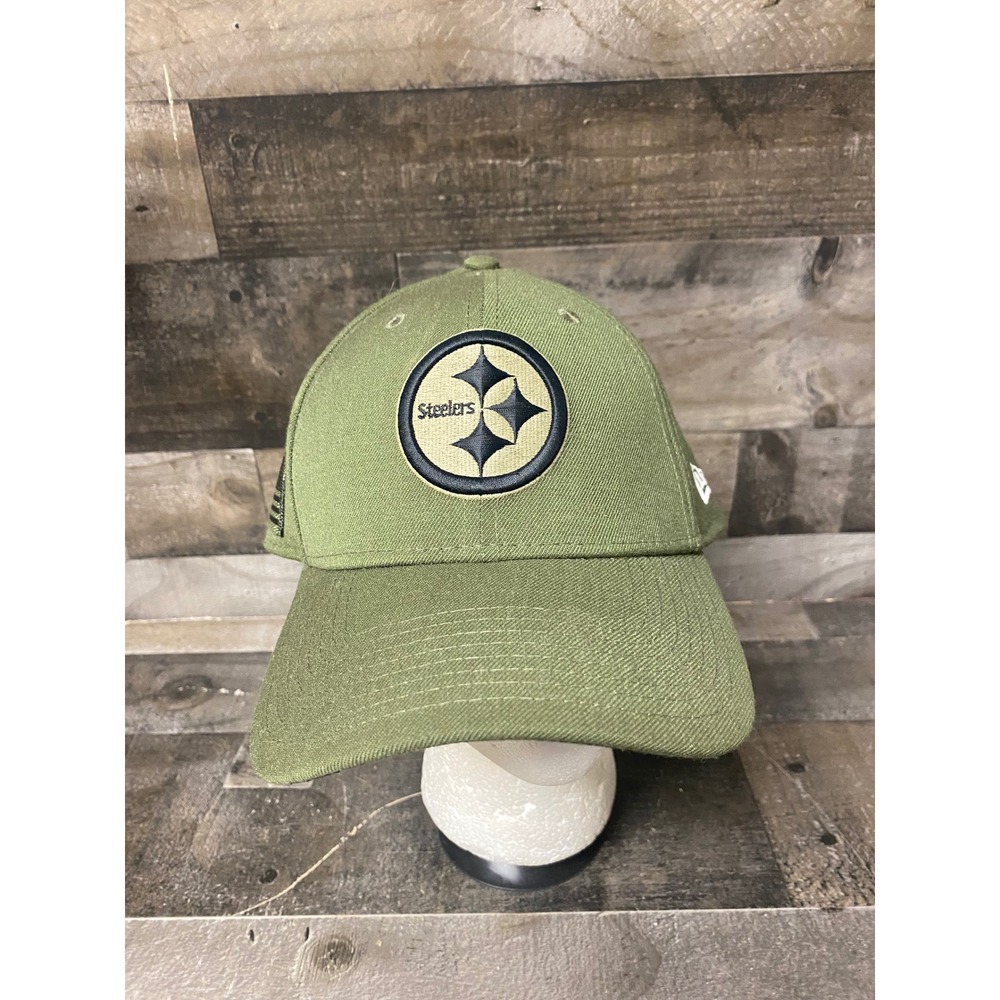 New Era Pittsburgh Steelers Salute to Service 39THIRTY Hat Olive Green Med-Large